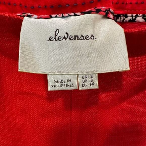 Elevenses Anthropologie Edisto Linen Wide Leg Pant Red 2 - Picture 7 of 11